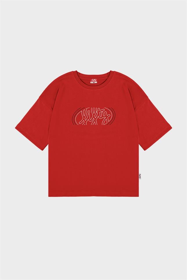 Fifty Pieces-Kadın Kırmızı Oversize Sırt Baskılı T Shirt-T-shirt-7-Milagron.com