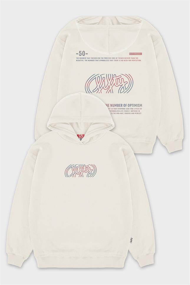 Kadın Kum Oversize Sırt Baskılı Hoodie