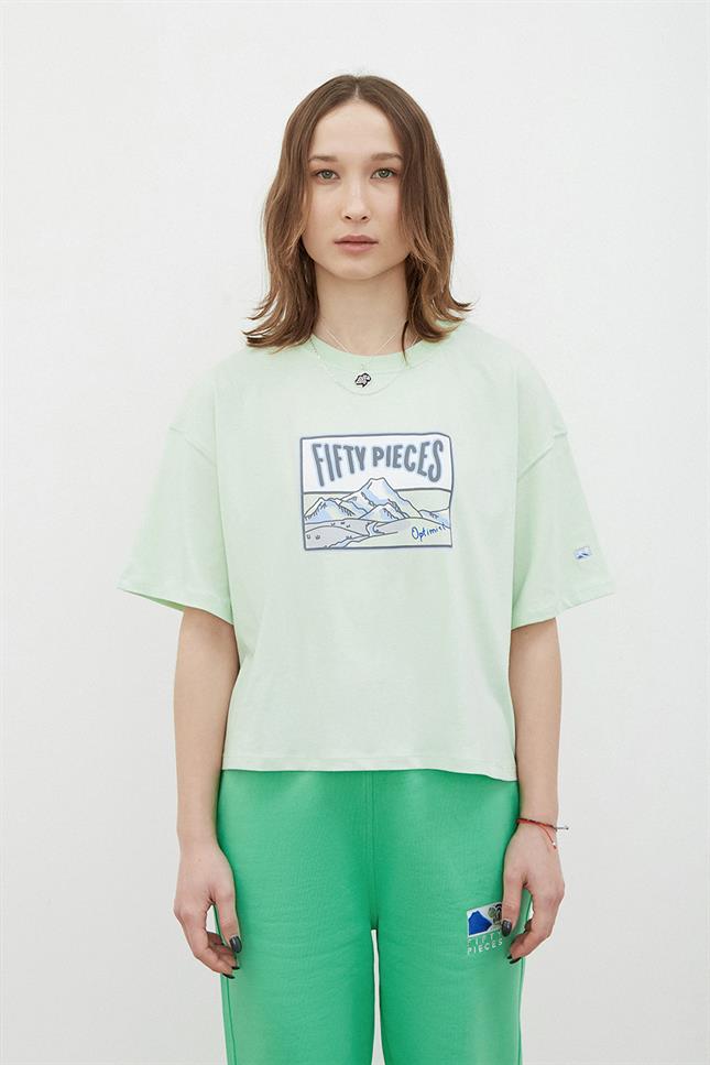 Kadın Mint Oversize Mid-Length T-Shirt