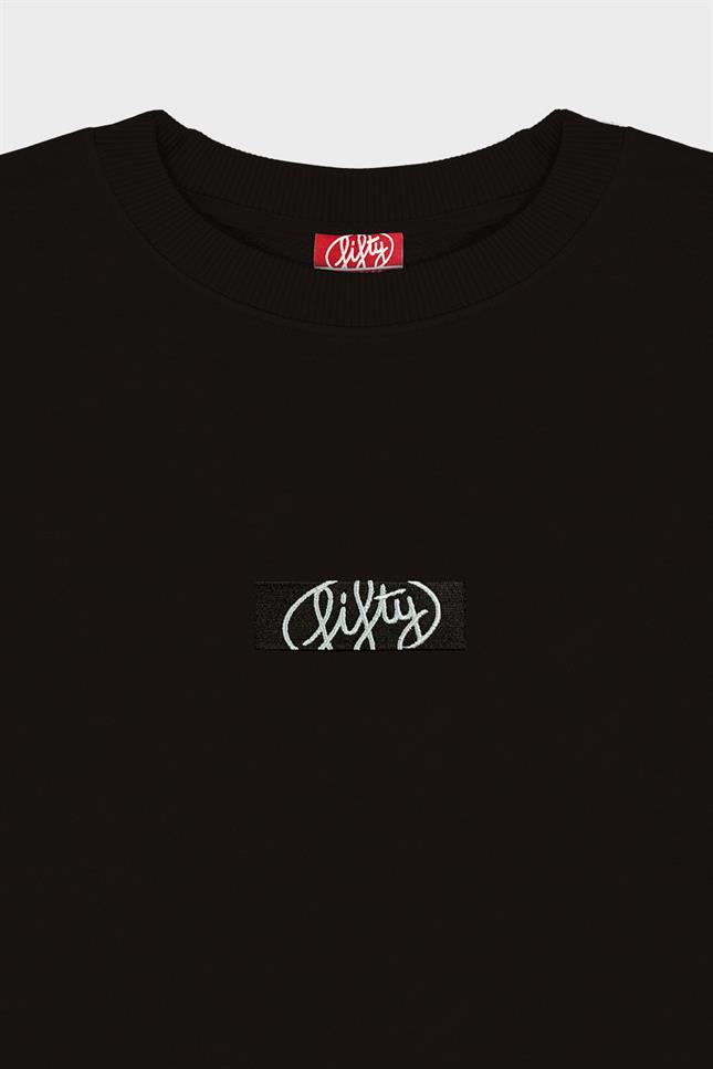 Fifty Pieces-Kahverengi Düşük Omuzlu Sırt Baskılı Sweatshirt-Sweatshirts & Hoodies-10-Milagron.com