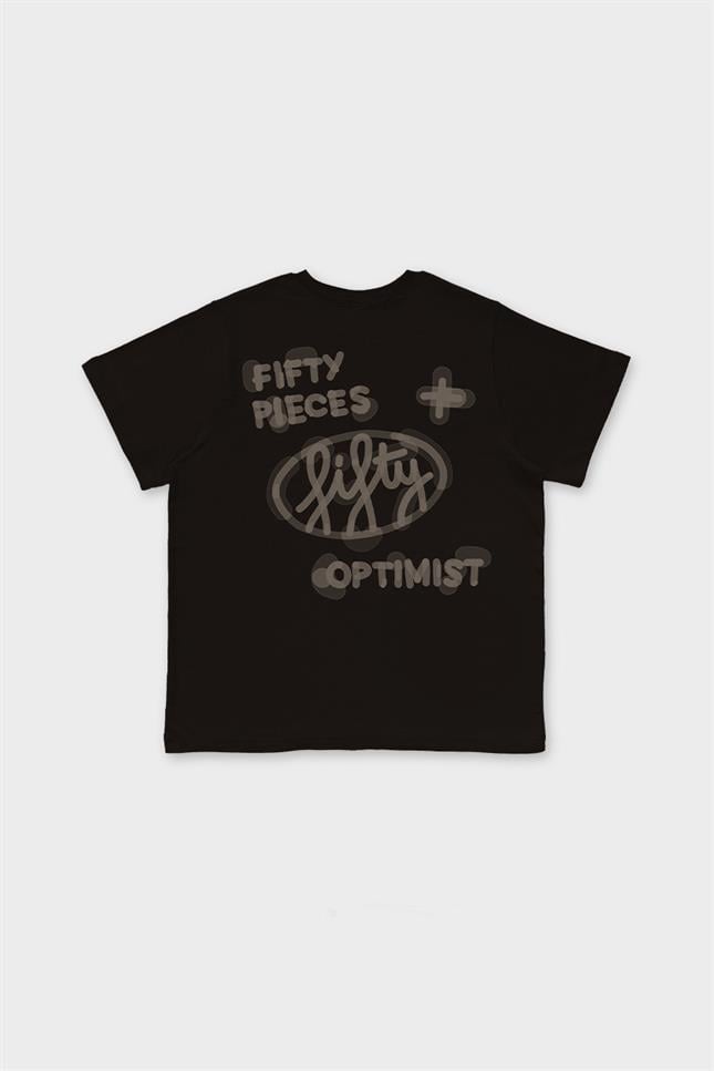 Fifty Pieces-Kahverengi Loose Fit Sırt Baskılı T-Shirt-T-Shirts-8-Milagron.com