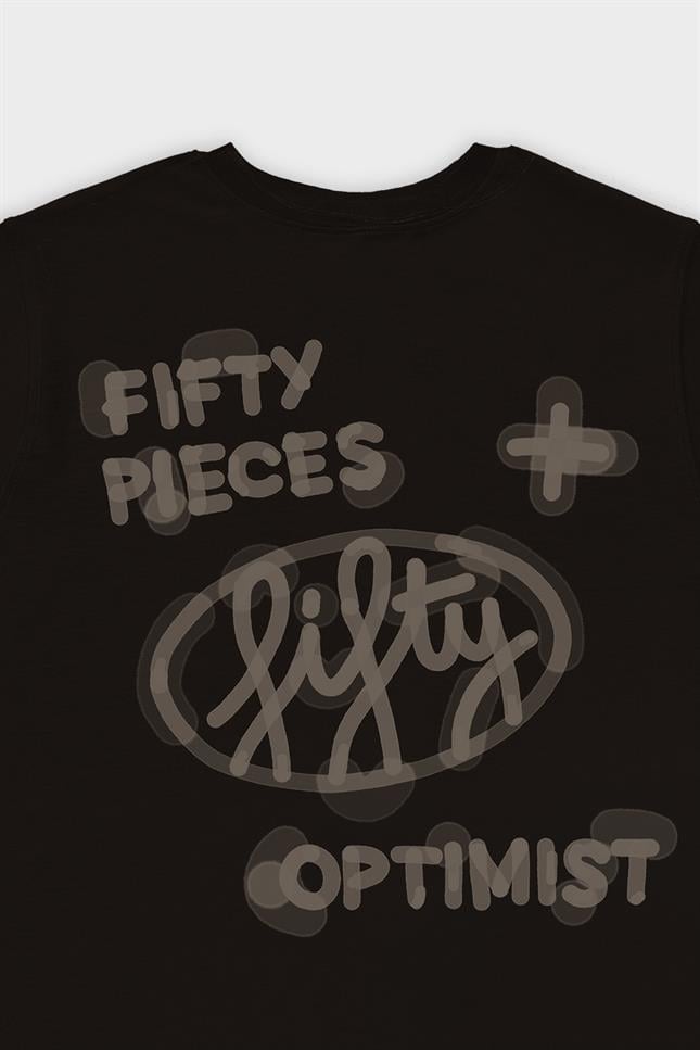 Fifty Pieces-Kahverengi Loose Fit Sırt Baskılı T-Shirt-T-Shirts-9-Milagron.com