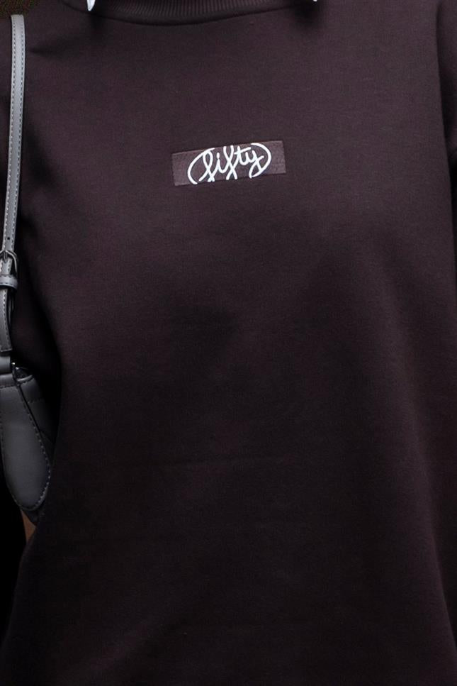 Fifty Pieces-Kahverengi Oversize Sırt Baskılı Sweatshirt-Sweatshirts & Hoodies-2-Milagron.com