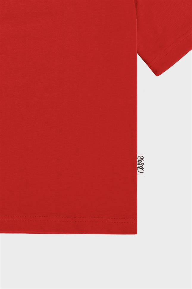 Fifty Pieces-Kırmızı Düşük Omuzlu Sırt Baskılı T-Shirt-T-Shirts-11-Milagron.com