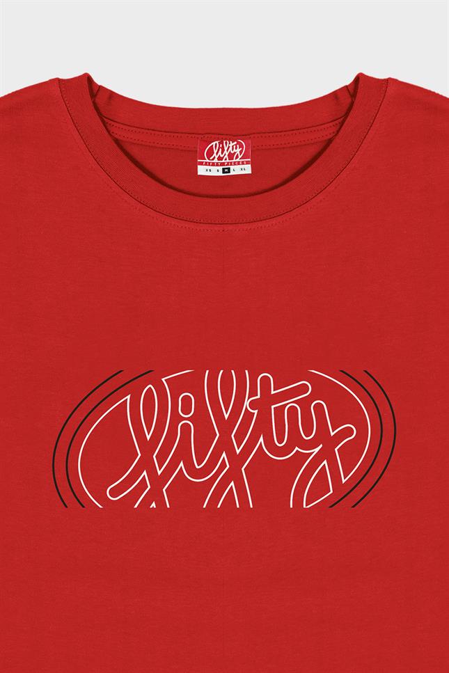 Fifty Pieces-Kırmızı Düşük Omuzlu Sırt Baskılı T-Shirt-T-Shirts-8-Milagron.com