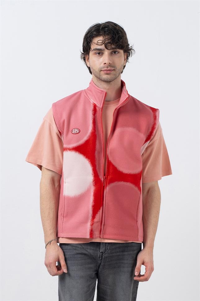 Fifty Pieces-Kırmızı Fermuarlı Polar Yelek-Yelek-1-Milagron.com