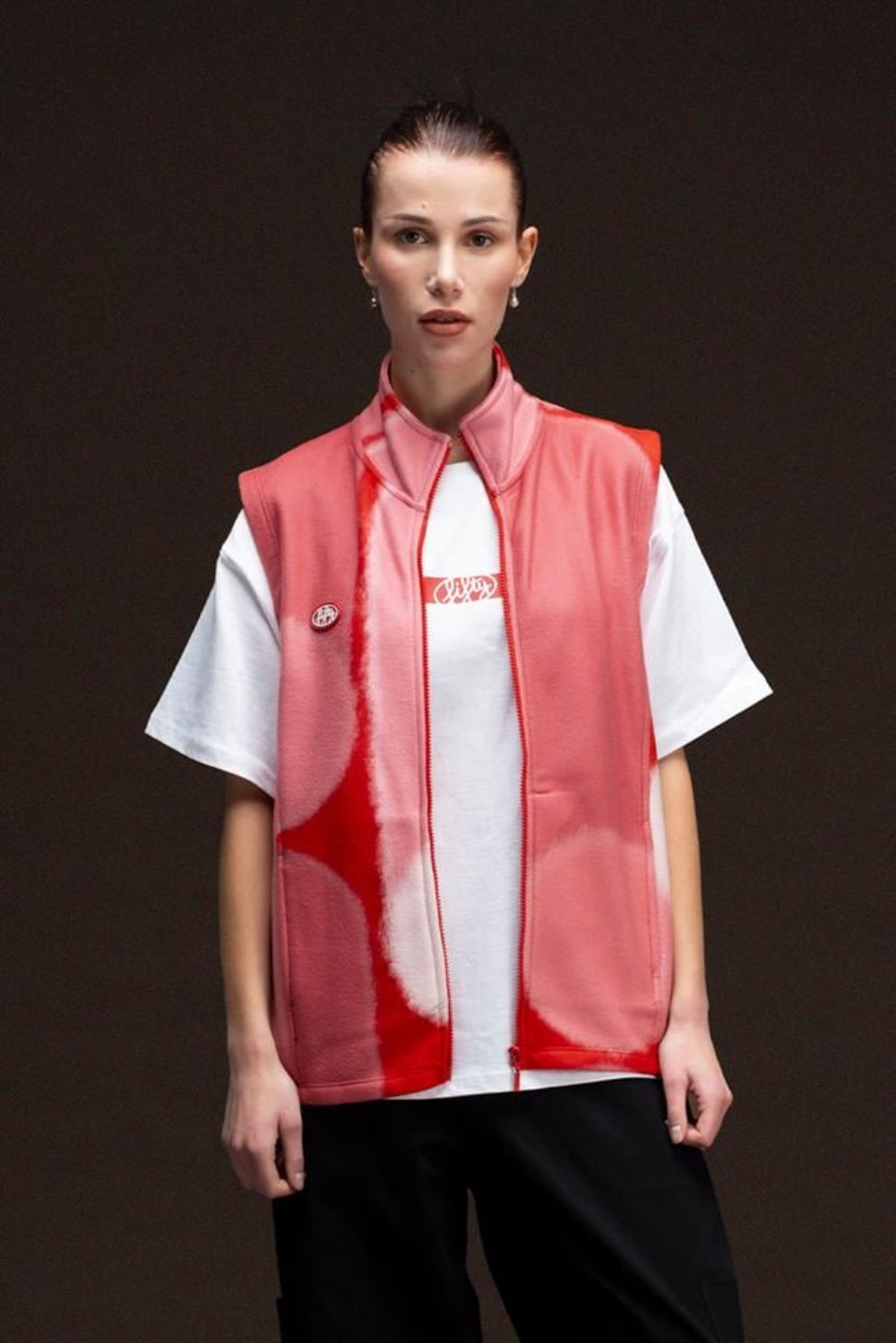 Fifty Pieces-Kırmızı Fermuarlı Polar Yelek-Yelek-1-Milagron.com