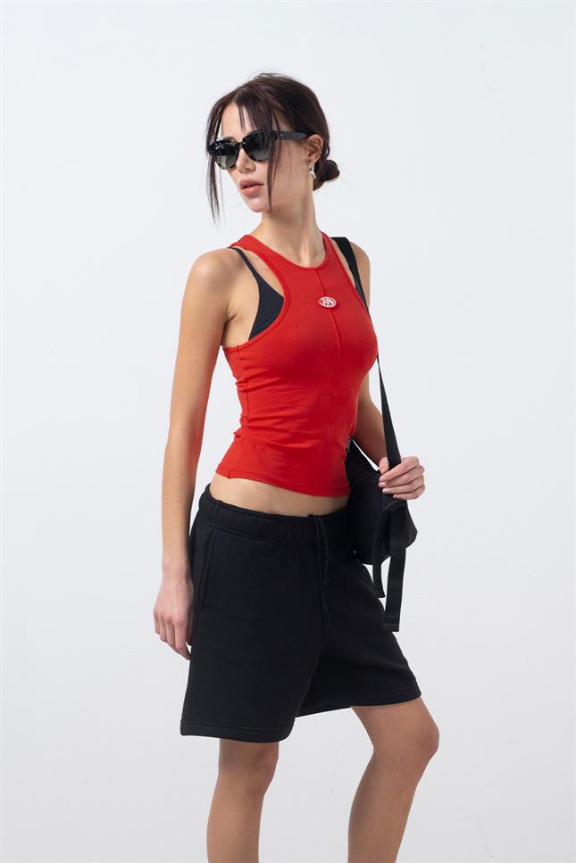 Fifty Pieces-Kırmızı Halter Yaka Atlet-Top-2-Milagron.com