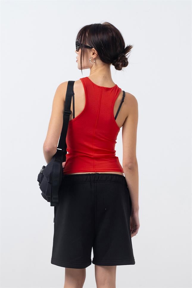 Fifty Pieces-Kırmızı Halter Yaka Atlet-Top-4-Milagron.com