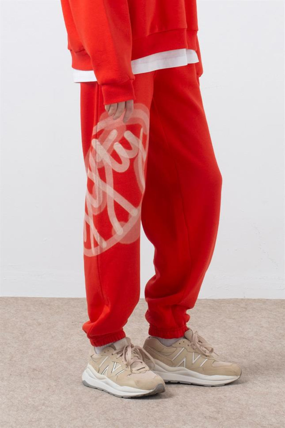 Fifty Pieces-Kırmızı Loose Fit Jogger Pantolon-Eşofman-1-Milagron.com