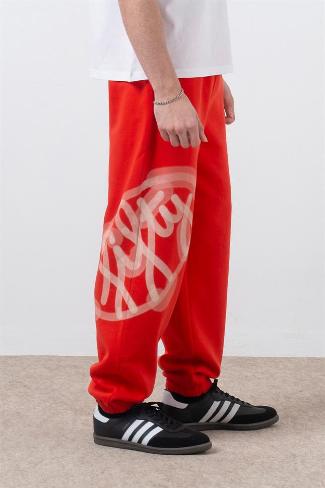 Fifty Pieces-Kırmızı Loose Fit Jogger Pantolon-Eşofman-2-Milagron.com