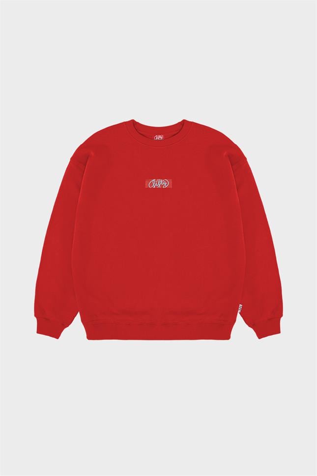 Fifty Pieces-Kırmızı Oversize Sırt Baskılı Sweatshirt-Sweatshirts & Hoodies-7-Milagron.com