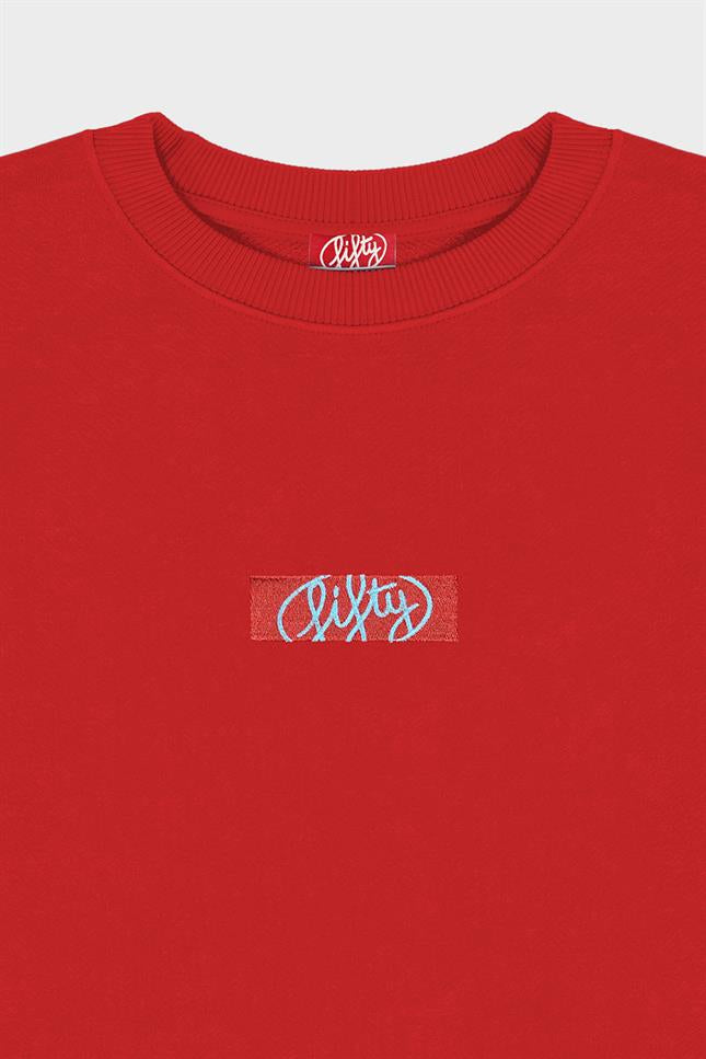 Fifty Pieces-Kırmızı Oversize Sırt Baskılı Sweatshirt-Sweatshirts & Hoodies-9-Milagron.com