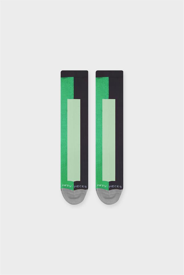 Fifty Pieces-Kontrast Şeri̇tli̇ Yeşi̇l Mi̇nt Si̇yah Favorite Çorap-Çorap-3-Milagron.com