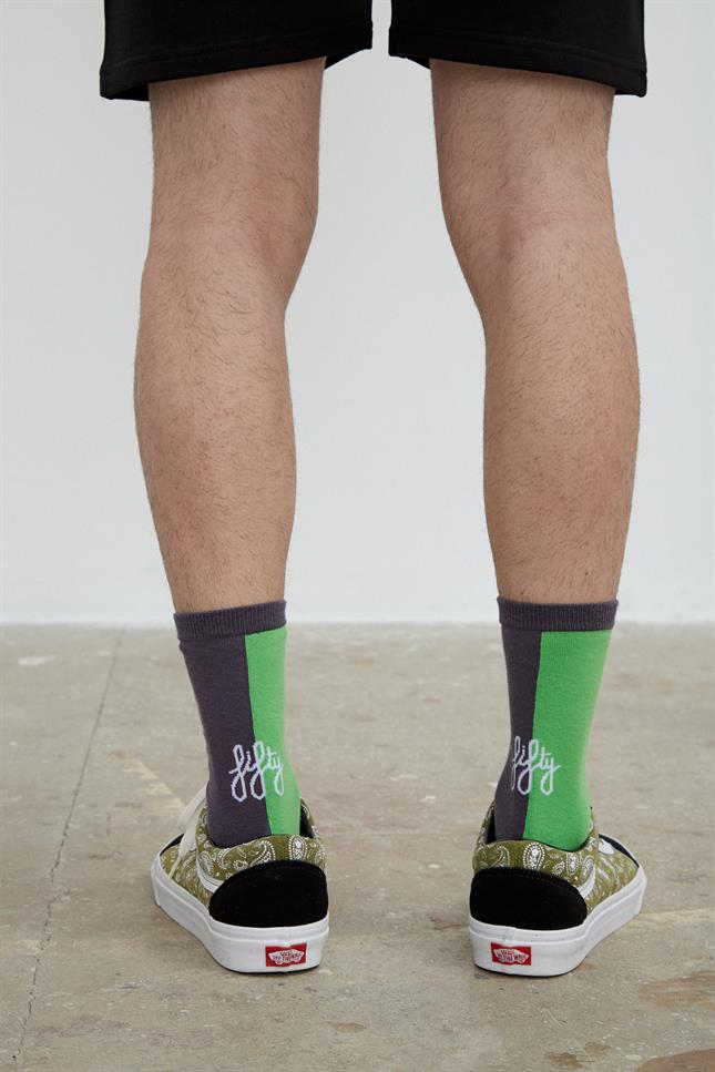 Fifty Pieces-Kontrast Şeri̇tli̇ Yeşi̇l Mi̇nt Si̇yah Favorite Çorap-Çorap-6-Milagron.com