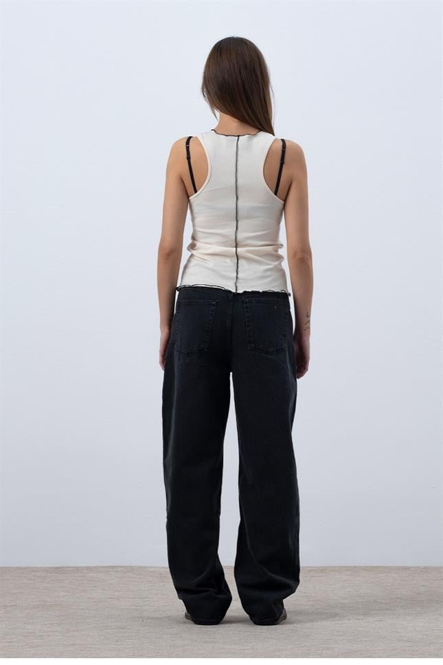 Fifty Pieces-Kum Core Kontrast Dikişli Halter Yaka Atlet-Top-6-Milagron.com