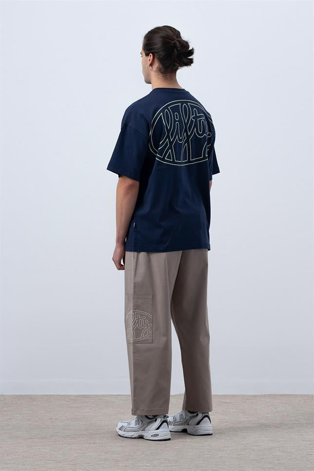 Fifty Pieces-Lacivert Core Düşük Omuzlu T-Shirt-T-Shirts-5-Milagron.com