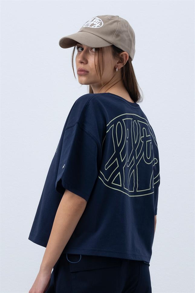 Fifty Pieces-Lacivert Core Oversize Mid Length T-Shirt-T-Shirts-2-Milagron.com