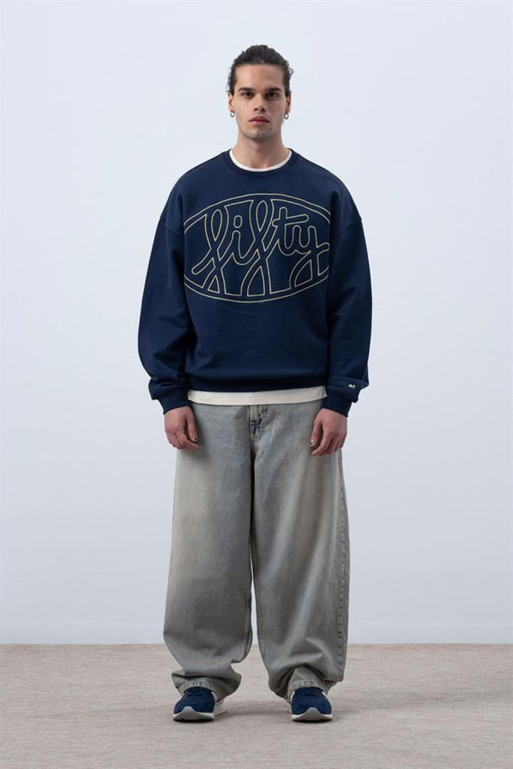 Fifty Pieces-Lacivert Core Oversize Sweatshirt-Sweatshirts & Hoodies-1-Milagron.com