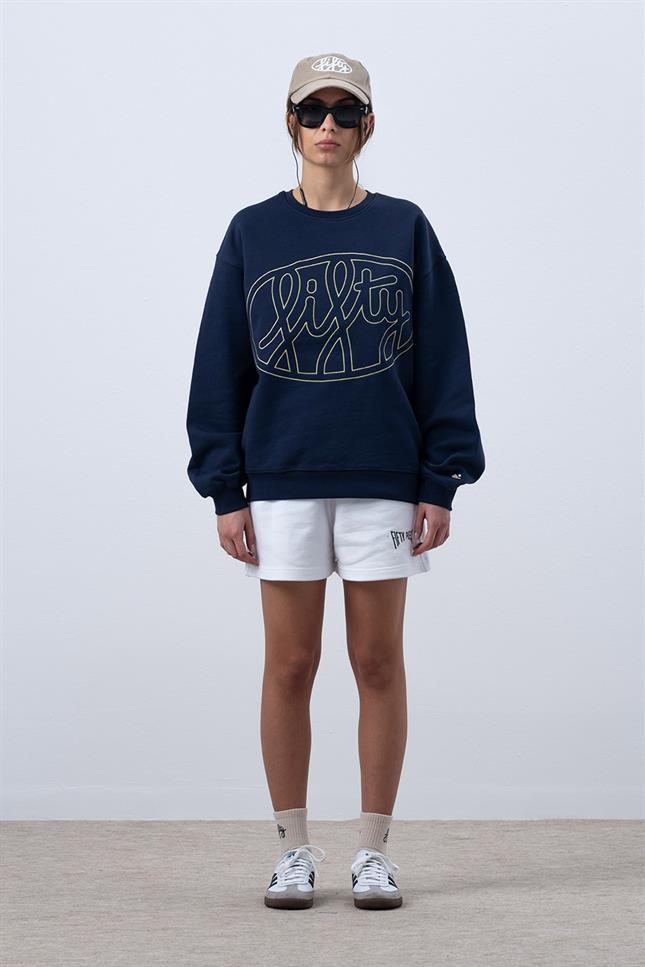 Fifty Pieces-Lacivert Core Oversize Sweatshirt-Sweatshirts & Hoodies-4-Milagron.com
