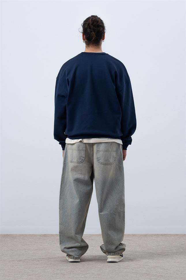 Fifty Pieces-Lacivert Core Oversize Sweatshirt-Sweatshirts & Hoodies-5-Milagron.com