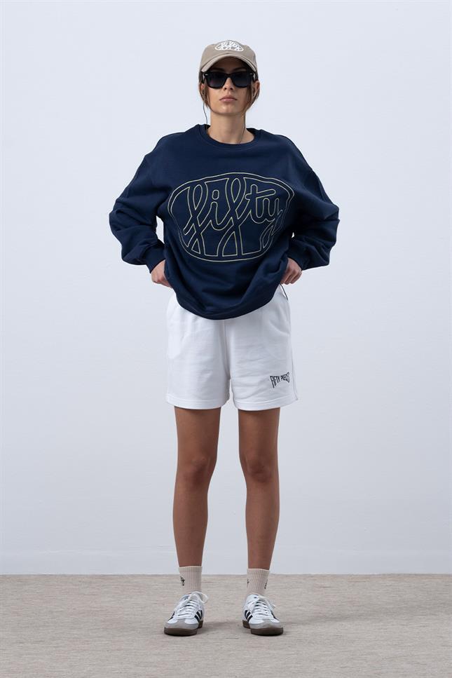 Fifty Pieces-Lacivert Core Oversize Sweatshirt-Sweatshirts & Hoodies-5-Milagron.com