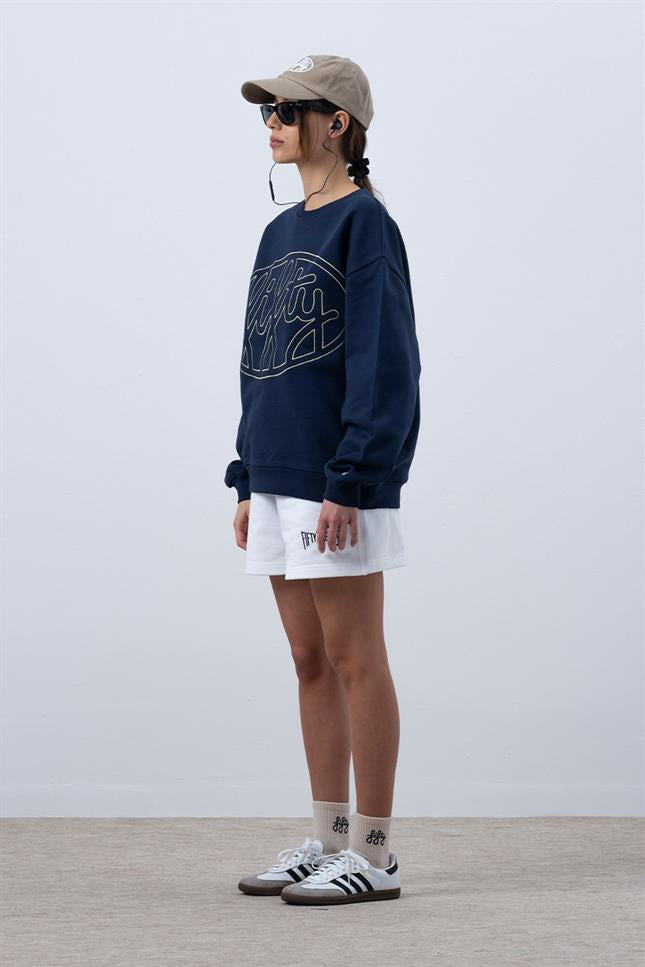 Fifty Pieces-Lacivert Core Oversize Sweatshirt-Sweatshirts & Hoodies-6-Milagron.com