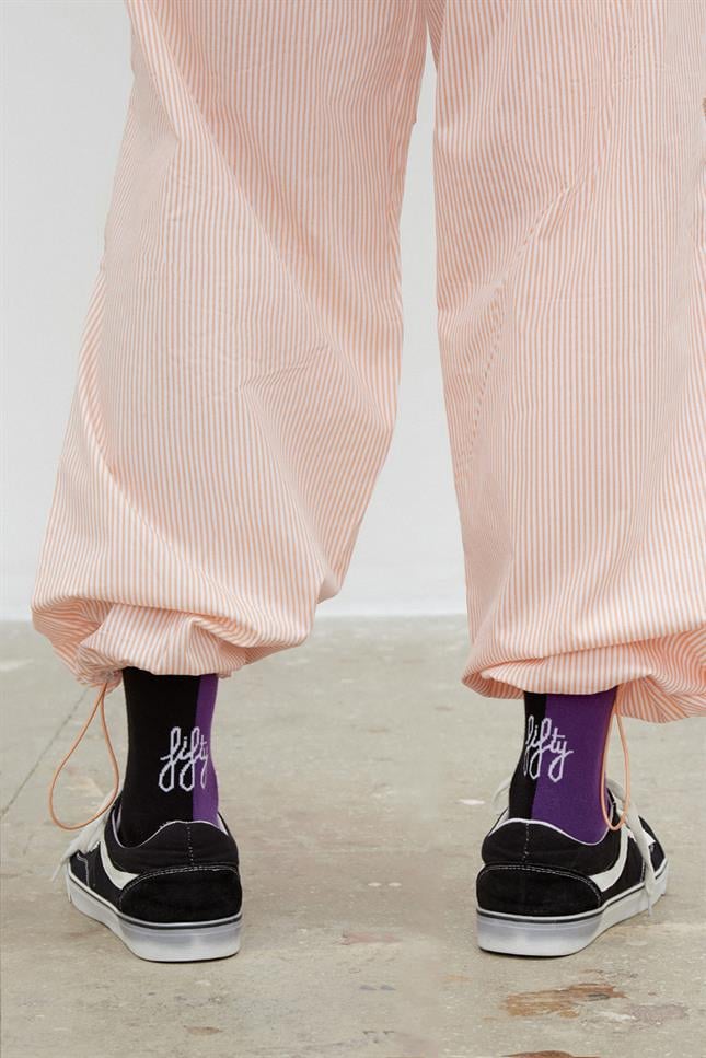 Fifty Pieces-Lila Mint Kırmızı 3'lü Kontrast Şeritli Çorap-Çorap-2-Milagron.com