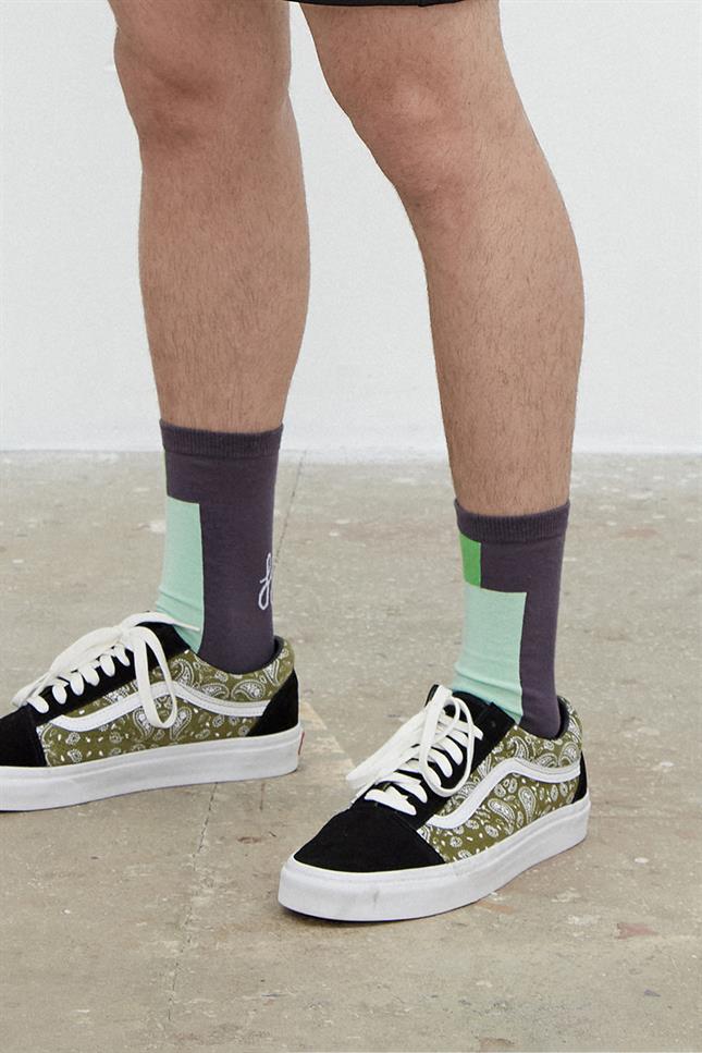 Fifty Pieces-Lila Mint Kırmızı 6'lı Kontrast Şeritli Çorap-Çorap-2-Milagron.com