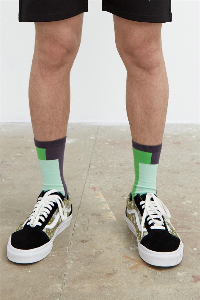 Fifty Pieces-Lila Mint Kırmızı 6'lı Kontrast Şeritli Çorap-Çorap-3-Milagron.com