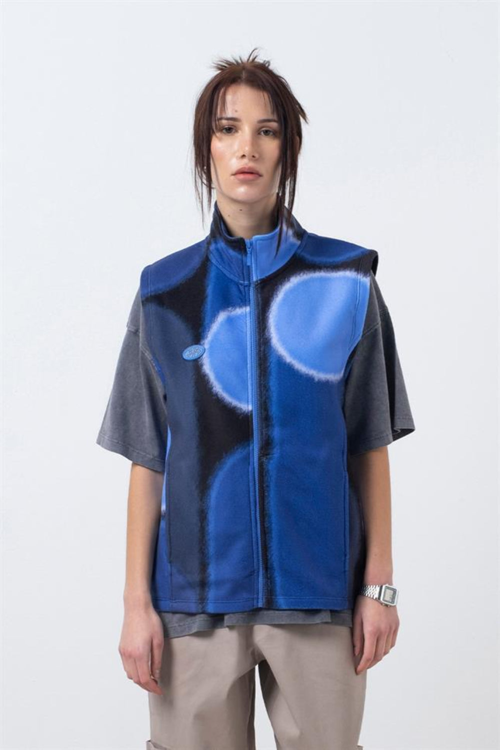 Fifty Pieces-Mavi Fermuarlı Polar Yelek-Yelek-1-Milagron.com