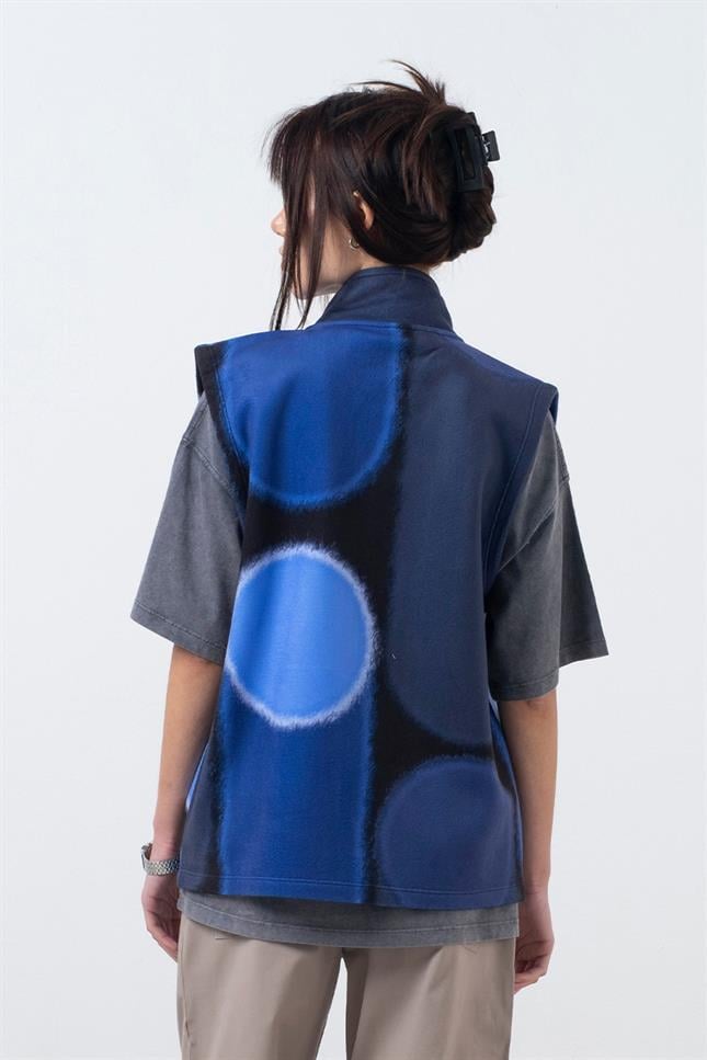 Fifty Pieces-Mavi Fermuarlı Polar Yelek-Yelek-2-Milagron.com