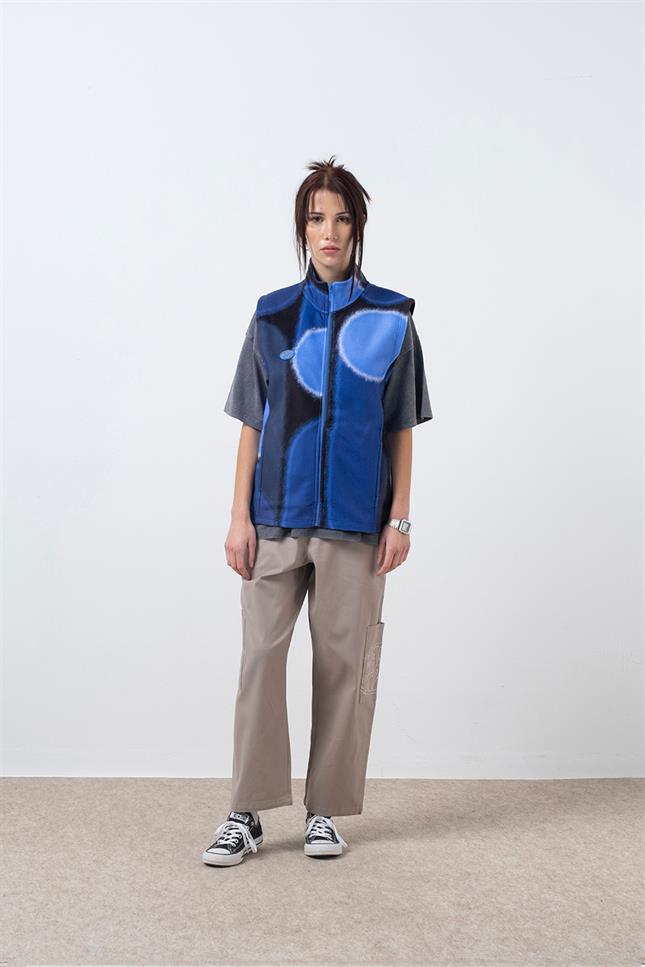 Fifty Pieces-Mavi Fermuarlı Polar Yelek-Yelek-3-Milagron.com