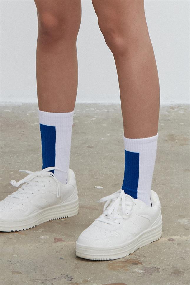 Fifty Pieces-Saks Beyaz Kontrast Renkli̇ Favorite Çorap-Çorap-4-Milagron.com
