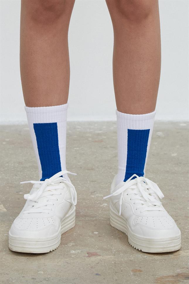 Fifty Pieces-Saks Somon Yeşil 6'lı Kontrast Şeritli Çorap-Çorap-3-Milagron.com