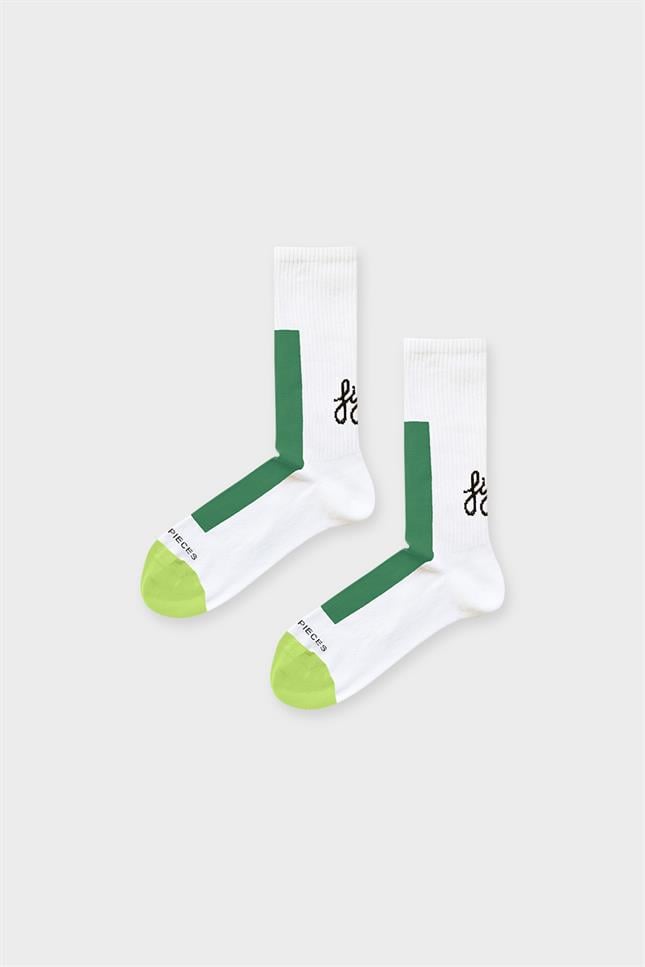 Fifty Pieces-Saks Somon Yeşil 6'lı Kontrast Şeritli Çorap-Çorap-8-Milagron.com