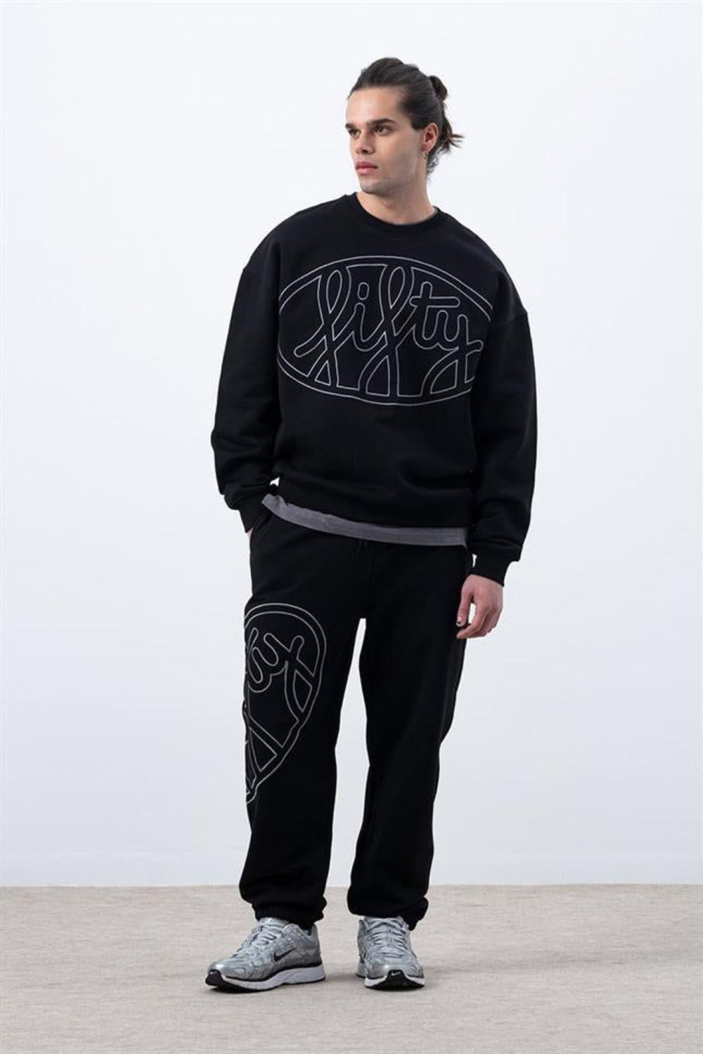 Fifty Pieces-Siyah Core Loose Fit Jogger-Eşofman-1-Milagron.com