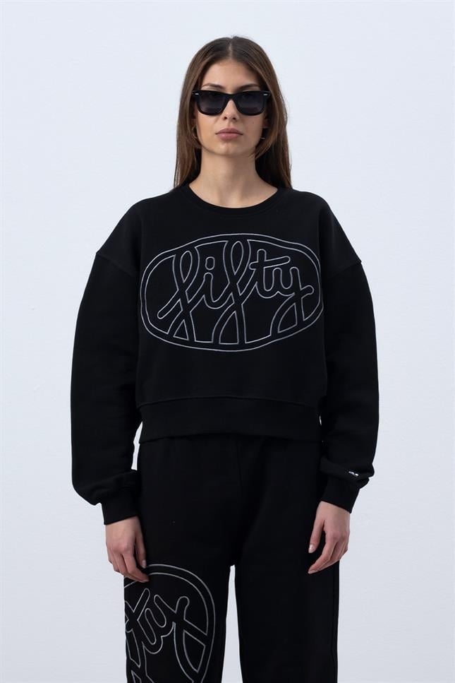 Fifty Pieces-Siyah Core Mid Length Sweatshirt-Sweatshirts & Hoodies-3-Milagron.com