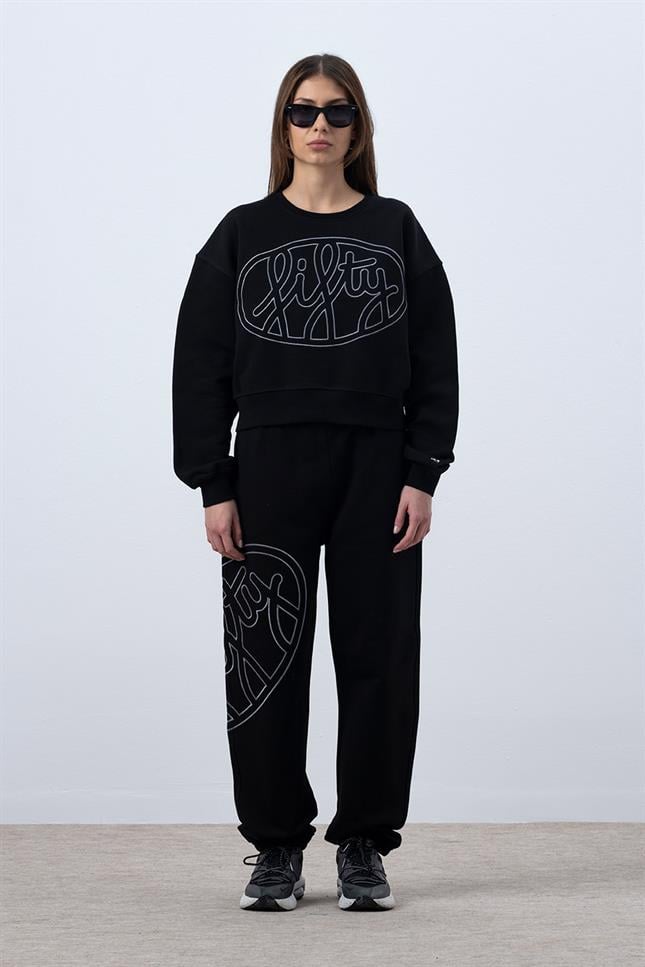 Fifty Pieces-Siyah Core Mid Length Sweatshirt-Sweatshirts & Hoodies-4-Milagron.com