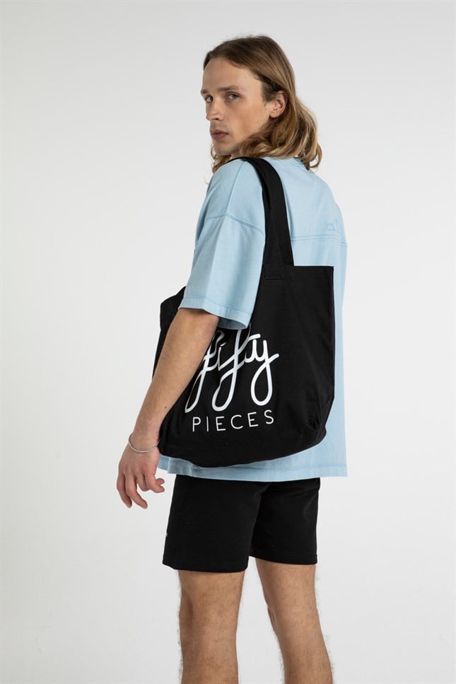 Fifty Pieces-Siyah Fifty Pieces Tote Bez Çanta-Bez Çanta-7-Milagron.com