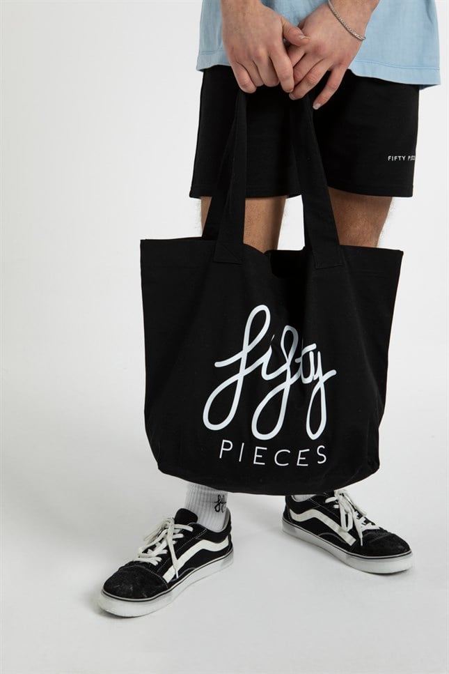 Fifty Pieces-Siyah Fifty Pieces Tote Bez Çanta-Bez Çanta-9-Milagron.com