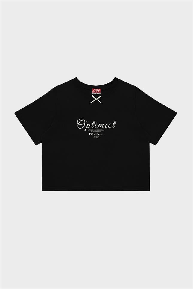 Fifty Pieces-Siyah Fiyonk Detaylı T-Shirt-T-Shirts-4-Milagron.com