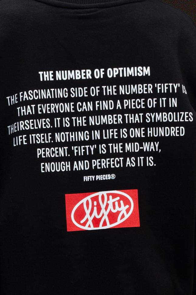 Fifty Pieces-Siyah Oversize Sırt Baskılı Sweatshirt-Sweatshirts & Hoodies-4-Milagron.com