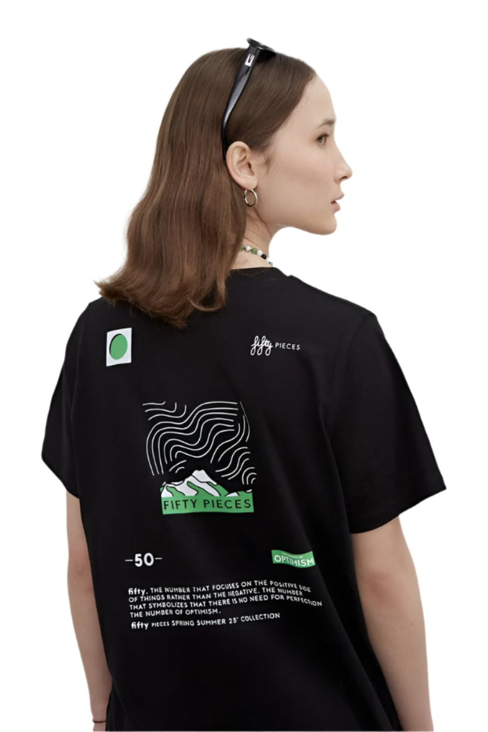 Fifty Pieces-Siyah Sırt Baskılı Loose Fit T-Shirt-T-Shirts-1-Milagron.com