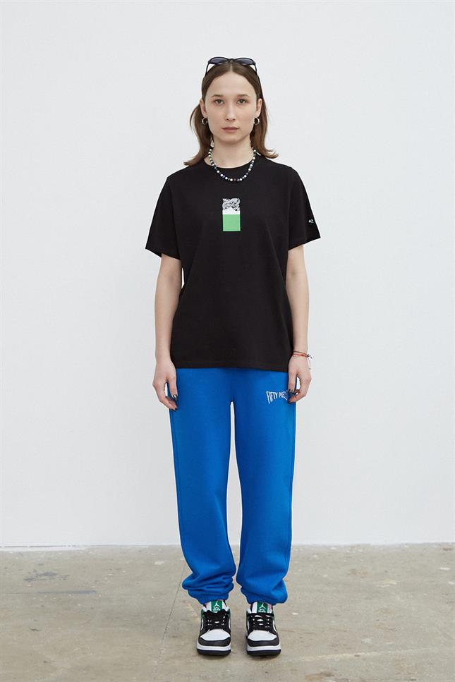 Fifty Pieces-Siyah Sırt Baskılı Loose Fit T-Shirt-T-Shirts-4-Milagron.com