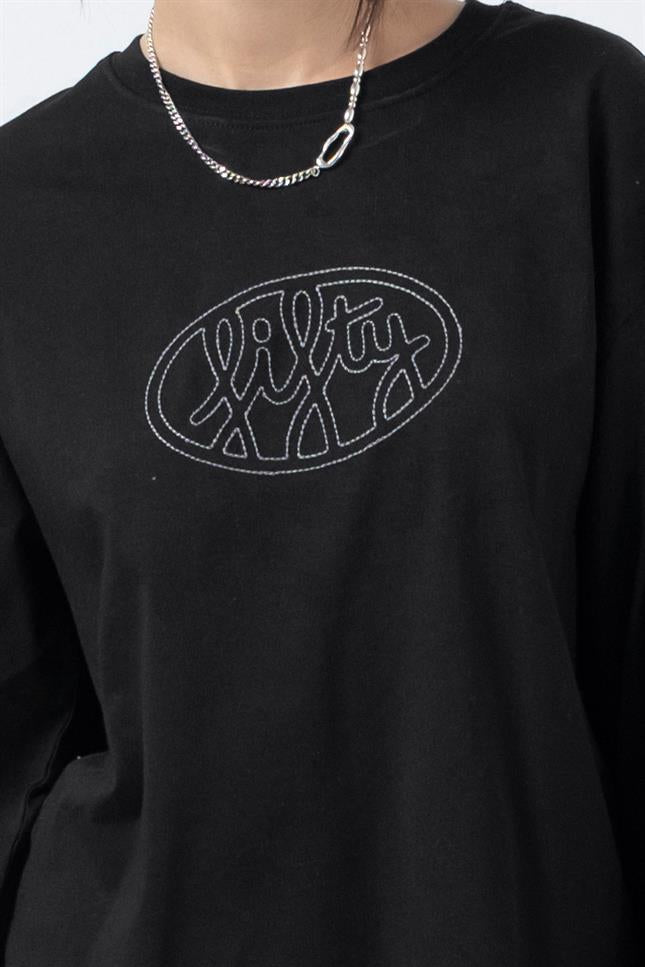 Fifty Pieces-Siyah Uzun Kollu Oversize T-Shirt-T-Shirts-2-Milagron.com