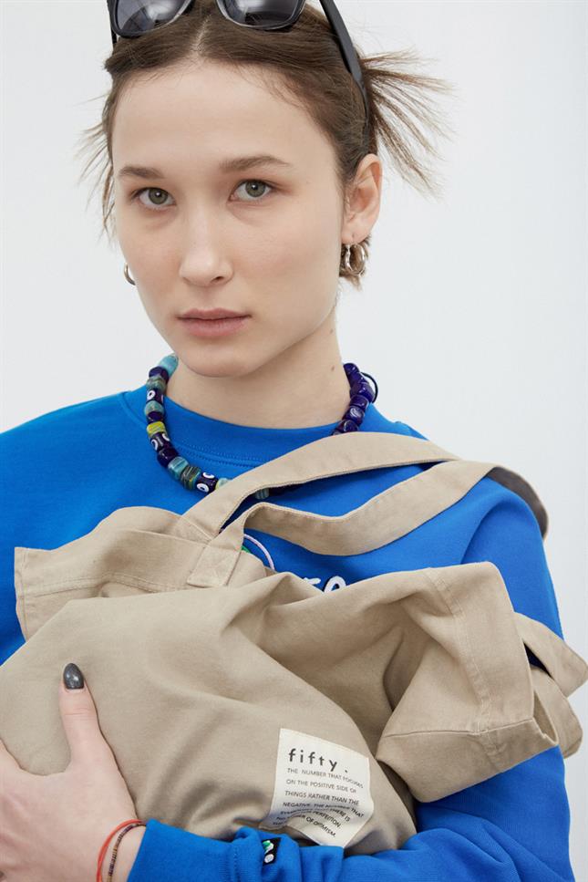 Fifty Pieces-Soluk Efektli Boz Bez Tote Çanta-Bez Çanta-3-Milagron.com