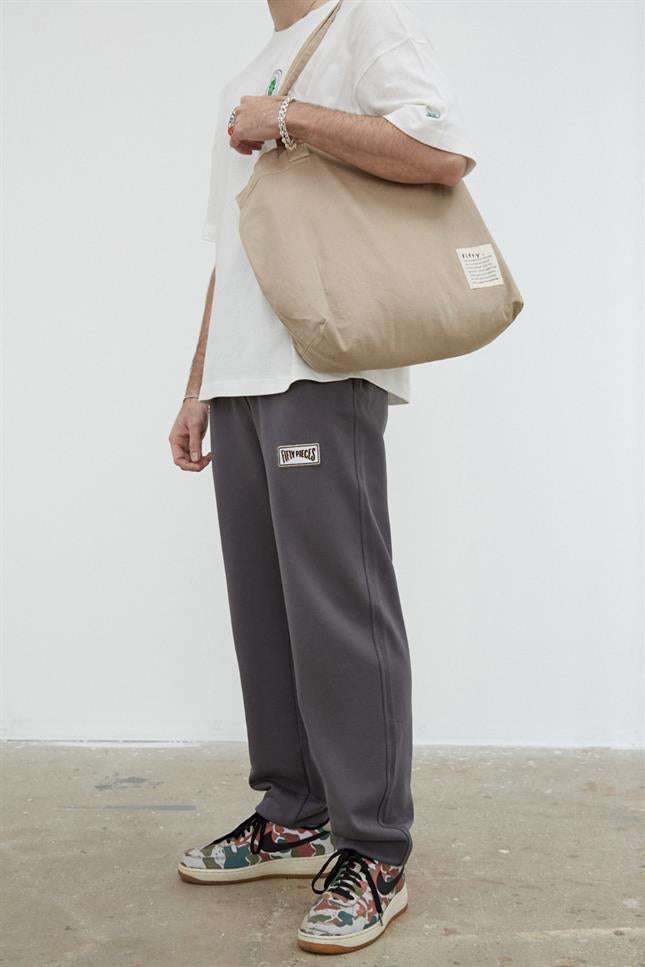 Fifty Pieces-Soluk Efektli Boz Bez Tote Çanta-Bez Çanta-5-Milagron.com