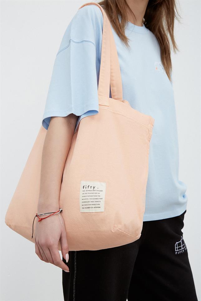 Fifty Pieces-Soluk Efektli Somon Bez Tote Çanta-Bez Çanta-3-Milagron.com