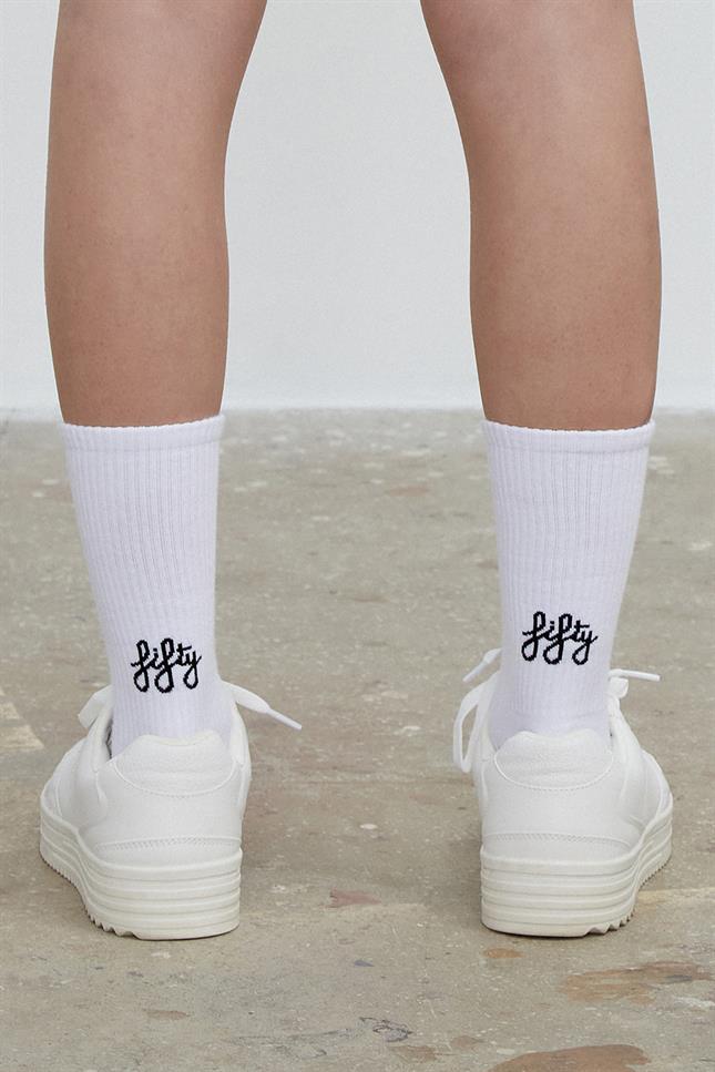 Fifty Pieces-Somon Beyaz Kontrast Renkli̇ Favorite Çorap-Çorap-5-Milagron.com